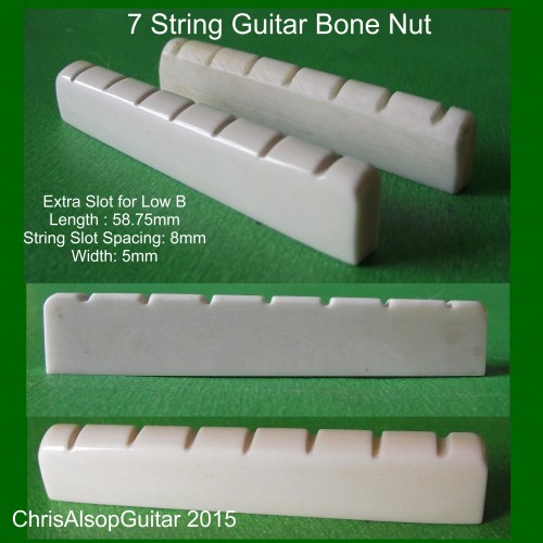 7 String Guitar Bone Nut. Extra slot for low B