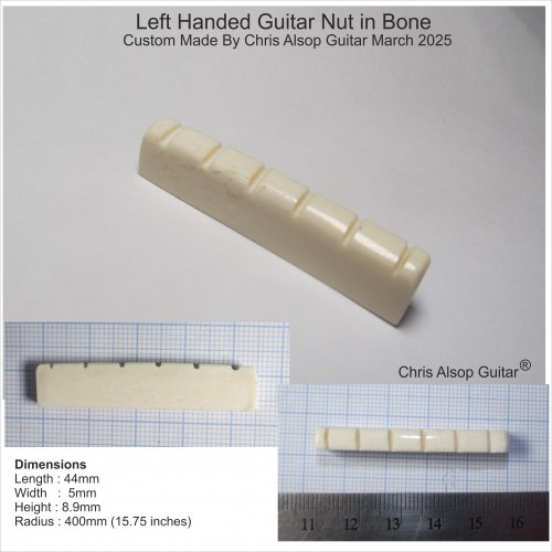 Left Handed Guitar Nut in Bone