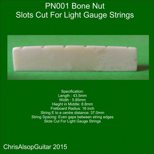 Guitar Bone Nut cut for Light Gauge Strings