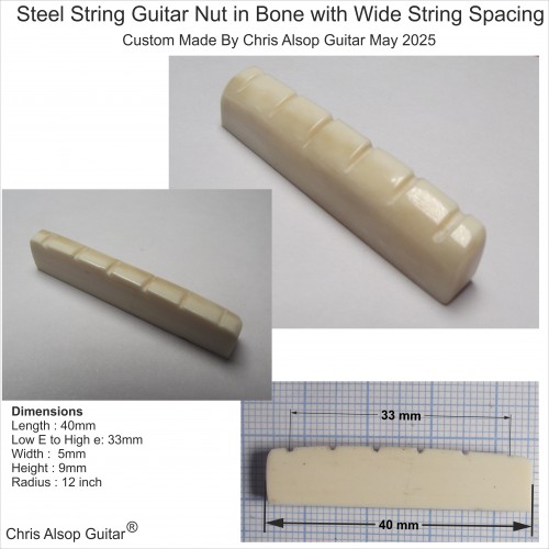 Steel String Nut with Wide String Spacing
