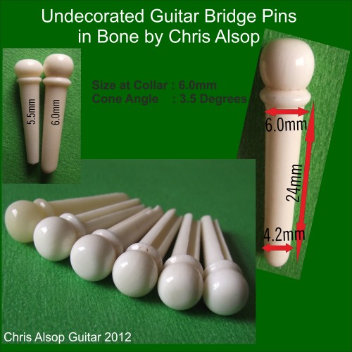 Plain Buffalo Bone Guitar Bridge Pins