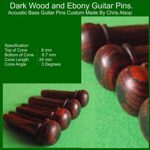 Acoustic Bass Pins in Dark Wood with Ebony Inlay