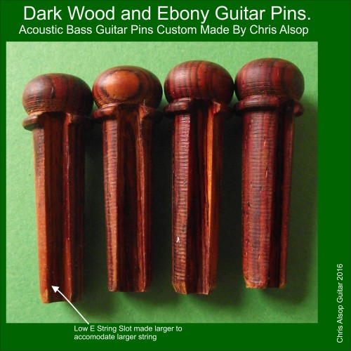 Acoustic Bass Pins in Dark Wood with Ebony Inlay