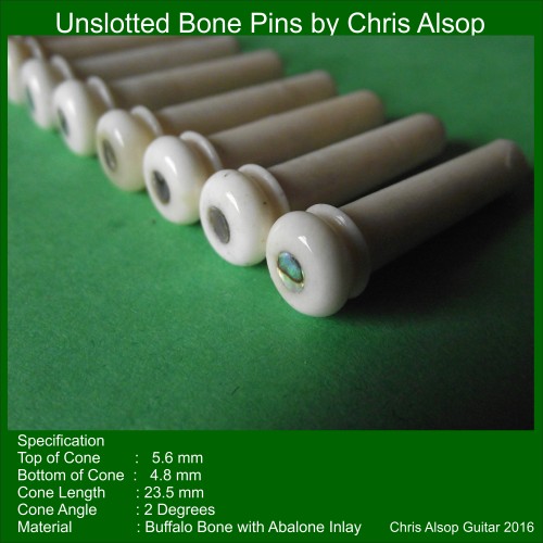 Unslotted Guitar Pins in Buffalo Bone with Abalone Inlay