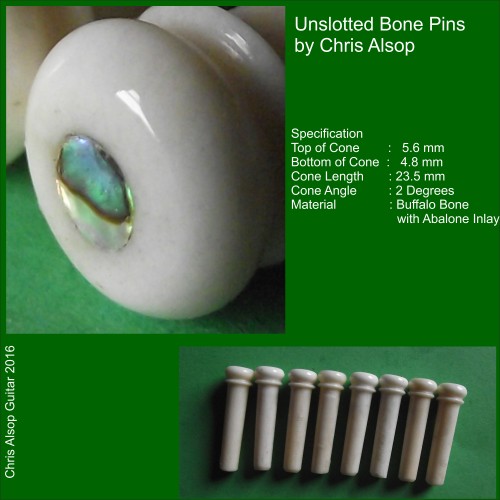Unslotted Guitar Pins in Buffalo Bone with Abalone Inlay