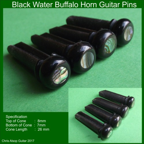 Buffalo Horn and Abalone Custom Made Guitar Pins