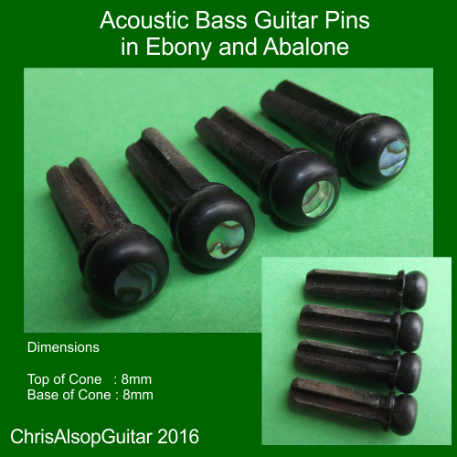 Acoustic Bass Pins in Ebony and Abalone