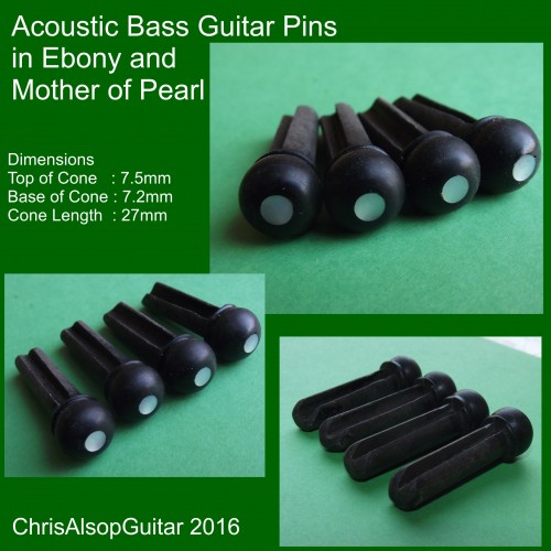 Acoustic Bass Pins in Ebony and Mother of Pearl