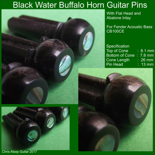 Black Buffalo horn Bass Pins with Flat Head