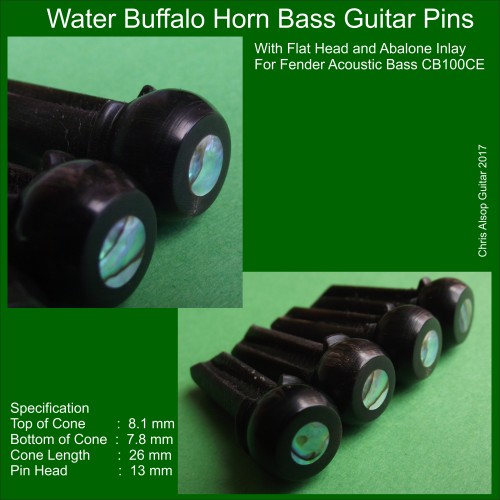 Black Buffalo horn Bass Pins with Flat Head