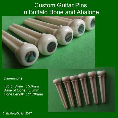 Buffalo Bone and Abalone Custom Made Guitar Pins