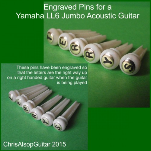 Yamaha LL6 Jumbo Acoustic Guitar Bone Pins with Engraved Brass