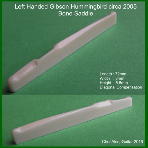 Left Handed Gibson Hummingbird Bone Saddle