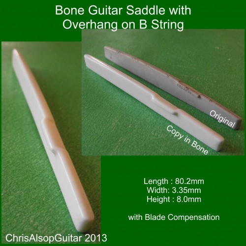 Bone Guitar Saddle with overhang on B String