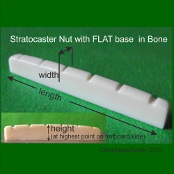 Stratocaster Bone Guitar Nut Flat Base